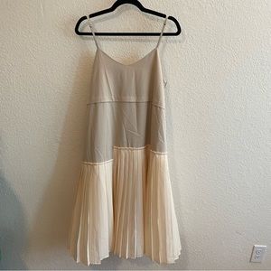 NWT Bear Two Pleated Asymmetrical Neutral Spaghetti Strap Dress